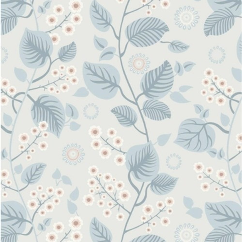 Drhwefsq Floral Peel Stick Wallpaper Blue White Leaves 17.3"x196" Self Stick S11